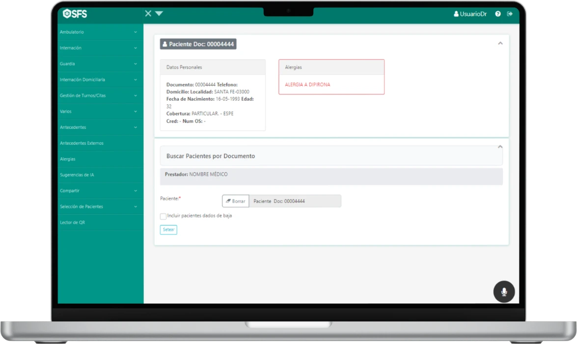 SFS HealthCare Interface